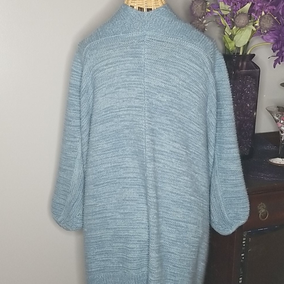 indigo thread co. Large Long Open Blue and White Cardigan - Picture 4 of 11